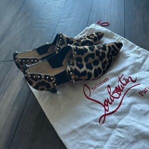Christian Louboutin Leopard Print Studded Ankle Boots booties